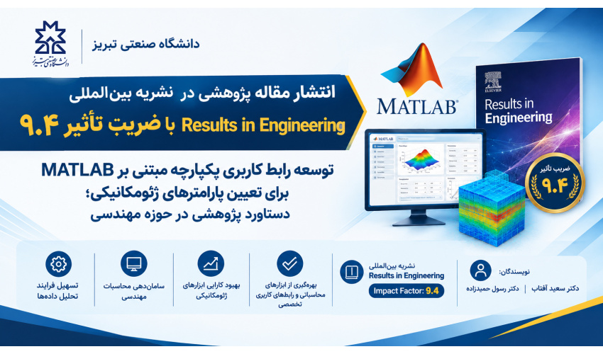 انتشار مقاله پژوهشی در نشریه بین‌المللی Results in Engineering با ضریب تأثیر ۹.۴