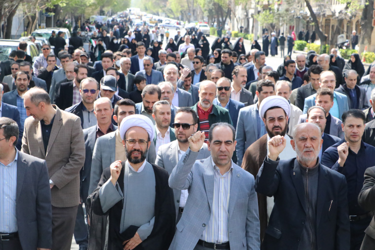 حضور گسترده دانشگاهیان دانشگاه‌های صنعتی سهند و هنر اسلامی تبریز در راهپیمایی روز  جهانی قدس