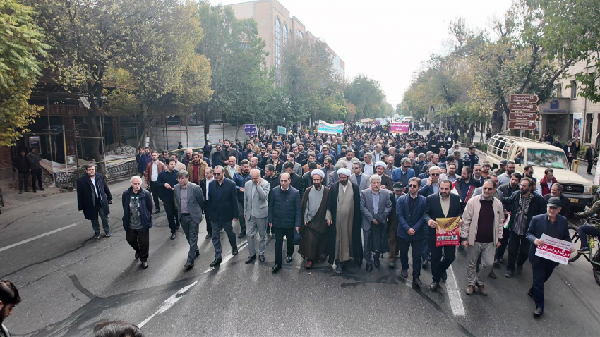 حضور پرشور و گسترده دانشگاهیان دانشگاه‌های صنعتی سهند و هنر اسلامی تبریز در راهپیمایی ۱۳ آبان